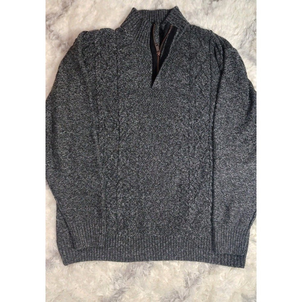 Outpost Makers Gray Cable-Knit 1/4‎ Zip Mock Neck Sweater Men's XL